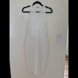 Zara textured white racer back midi dress